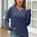 ANRABESS Women Long Sleeve Shirts Business Casual Tunic Tops Fall Lightweight Sweaters Dressy Blouses 2025 Fashion Outfits (Blue, S)