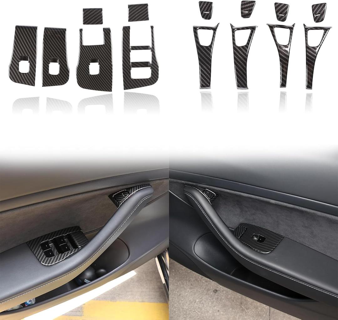 Door Lock Cover Buckle Decor Trim for Tesla Model 3 Tesla Model Y Driver and Passenger Door Panels Aotumcer Window Lift Switch Panel Cover Trim Set of 14 ABS Door Window Button Control Panel Bezel