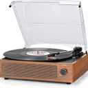 Vinyl Record Player with Speakers Vintage Turntable for Vinyls Records Belt-Driven Turntables 3-Speed Bluetooth Playback Headphone AUX RCA Line LP Vinyls Players for Sound Enjoyment Retro Brown