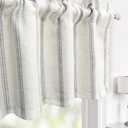 DriftAway Farmhouse Linen Lined Valance Double Layer Thermal Insulated Room Darkening Blackout Window Valances 3 Inch Rod Pocket Vertical Striped Kitchen Valance for Bathroom Single 52 x 14 Inch Gray