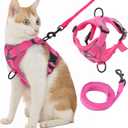 Cat Harness and Leash, Reflective Cat Harness Escape Proof for Walking, Adjustable Kitten Harness and Leash Set, 4 Buckles Easy Control Breathable Cat Vest Harness for All Types of Cats (Hot Pink)