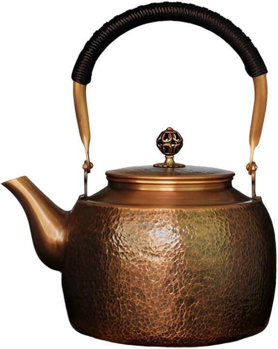 Handmade Large Hammer Copper Pot Kettle Stovetop Teapot 1.5mm Thick Pure Red Copper Handmade, 1700 ml - 2.42bl
