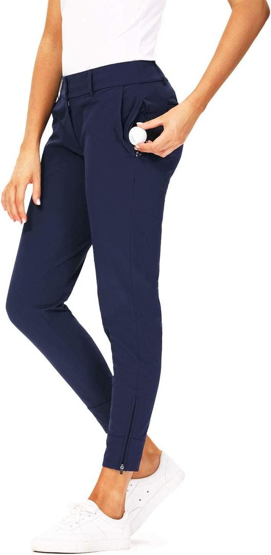 Hiverlay Womens pro Golf Pants Quick Dry Slim Lightweight Work Pants with Straight Ankle Also for Hiking or Casual Ladies (Large, Deep Blue)