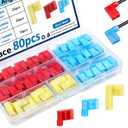 smseace 80Pcs Right Angle Spade Connector 22-18/16-14/12-10AWG Nylon Quick Disconnect Flag Terminal Red/Yellow/Blue 90 Degree Wire Terminal Connector
