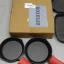 Pre-Seasoned Cast Iron skillets,2 Piece Durable Pots and Pans Set with Handle Covers for Grill, BBQ, Camping Fire, Stovetop, Kitchen and Camping Cookware, Black