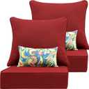 Outdoor Seat Cushion Set 24 x 24 Inch,Olefin Fabric Deep Seat Patio Cushions,Patio Furniture Cushions with Removable Cover,Rain-Proof and Fade Resistant Deep Seat Bottom & Back Cushion with Pillow