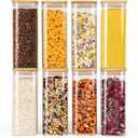 Glass Jars with Bamboo Lids 34 FL OZ, 8 Pack Glass Canisters with Airtight Lid, Square Glass Kitchen Storage Containers for Pasta, Cereal, Coffee, Flour, Sugar, Oats, Beans