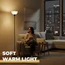 LALISU Floor Lamp, Standing Lamps with White Plastic Shade, Led Floor Lamp Rotary Switch Floor Lamps Modern Industrial Lamp, Tall Lamps for Living Room Bedroom Office Dining Room (All Black)