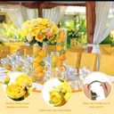 Geosar 8 Bundles Artificial Peonies Flowers Fake Silk Peony Bouquet Faux Peonies Flowers Bulk for Decoration Vase Floral Arrangements Wedding Party Table (Yellow,Champagne)