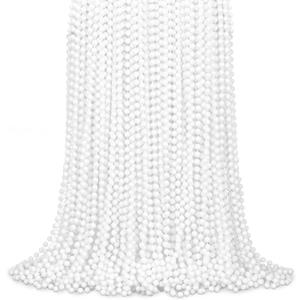 100 PCS White Bead Necklaces, 33" White Mardi Gras Beads, Christmas Beads Necklaces, 4th of July Beads Necklaces, Parade Throws Accessories for Christmas Independence Day New Year Party Favors