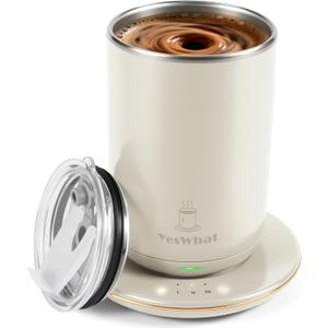 Automatic Self Stirring Coffee Mug with Temperature Control,Type-C Magnetic Mixing Cup,3 Heat Levels,8-Hour Shut-Off,USB Rechargeable Stainless Steel Smart Mug for Tea Milk Protein Shakes White 11oz