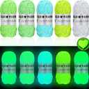 WILLBOND 5 Rolls Glow in The Dark Magic Yarn Luminous Neon Crochet Yarn for Crocheting DIY Knitting Glow Fingering Sewing Supplies for Crafts Sewing Party 54.7 yd Per Roll (Classic Colors)