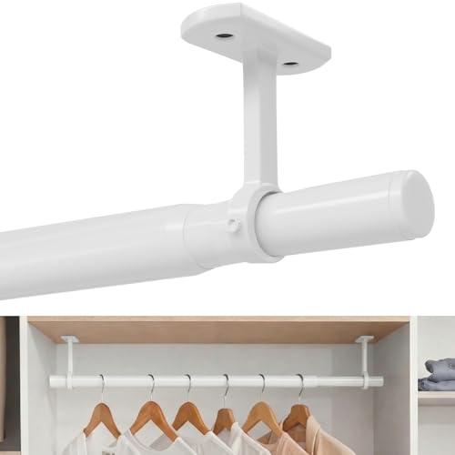 Closet Rods for Hanging Clothes Ceiling or Wall Mounted, 17–48 Inch Closet Rod Heavy-Duty Stepless Telescopic Clothes Hanging Rod for Closet Kitchen Laundry Room Living Room Balcony (White)