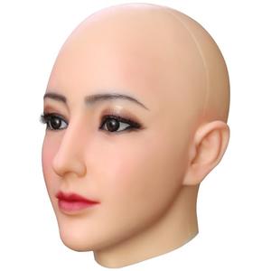 JVTUNG Realistic Mask Silicone Female Mask Full Head Face Mask for Crossdresser Cosplay Halloween (Ivory)