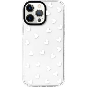 NITITOP Compatible with iPhone 15 Pro Max Case Cute Clear for Women Girls White Love Heart Pattern Ultra Slim with Bumper Protector Soft TPU Anti-Yellow Protective Cover - White Heart