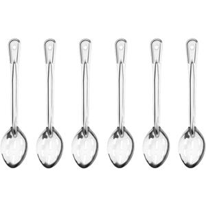 Slotted Serving Spoon - Large Spoon with Holes for Draining - Perforated Spoon of Stainless Steel with Long Handle for Strain Food, 6 Pcs