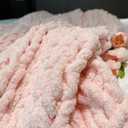 Chunky Knit Blanket Throw 40"×40", Chenille Throw Blankets, Handmade Warm & Cozy Blanket Couch Bed Home Decor, Soft Breathable Fleece Banket, Christmas for Couch Bed Sofa Best Gift (Pink), 40\"x40\"