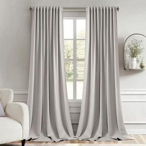 MIULEE Stone Back Tab Blackout Curtains 120 Inch Long 2 Panels Set for Bedroom, Rod Pocket/Pinch Pleated Extra Long Thermal Insulated Living Room Darkening Light Blocking 10FT Drapes