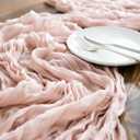 LINXTAR Dusty Pink Cheesecloth Table Runner 10 Pack 120 Inches 10Ft Gauze Summer Boho Table Runner for Wedding Tea Party Baby Shower Bridal Birthday Home Decoration