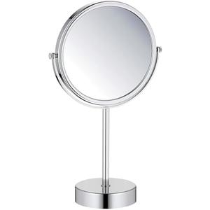 KIBI Free Standing Magnifying Makeup Mirror | Dual-Sided 1X/5X Magnification | 360° Rotating Vanity Mirror for Precise Grooming, Skincare & Beauty (Chrome, KMM103)