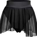 ODASDO Women's Pole Dance Outfit Rave Shorts Ruffle Panties Skirt Mesh Booty Bottoms Hot Pants Workout Clubwear (X-Large, Black)