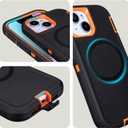 Defender for iPhone 14 Case with Belt Clip Holster, [Compatible with MagSafe] Heavy Duty Rugged Shockproof Anti-Drop Full Body Protective Case for iPhone 14 6.1 Inch (Black+Orange)