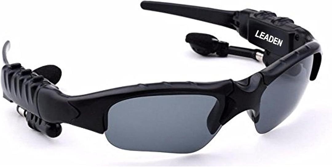 LEADEN Wireless Bluetooth MP3 Polarized Lenses Music Sunglasses V4.1 Stereo Handfree Headphone for iPhone Samsung Most Smartphone or PC (Black)