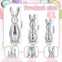 Bucherry 3 Pcs Large Easter Bunny Disco Ball Decoration 16" 13" 10" Shiny Reflective Mirror Ornament Sparkling Easter Bunny Figures Holiday Spring Party Decor