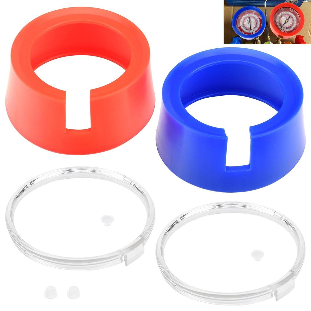 49190 HVAC Gauge Boots Cover for Ye-llow Jacket JB 3-1/8" HVAC Gauges, Refrigerant Gau-ge AC Gaug-ES Manifold Protective Cover (Red & Blue)