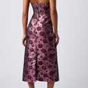 Lulus Emily Corset Floral Women's Midi Dress, Eggplant Floral, Large