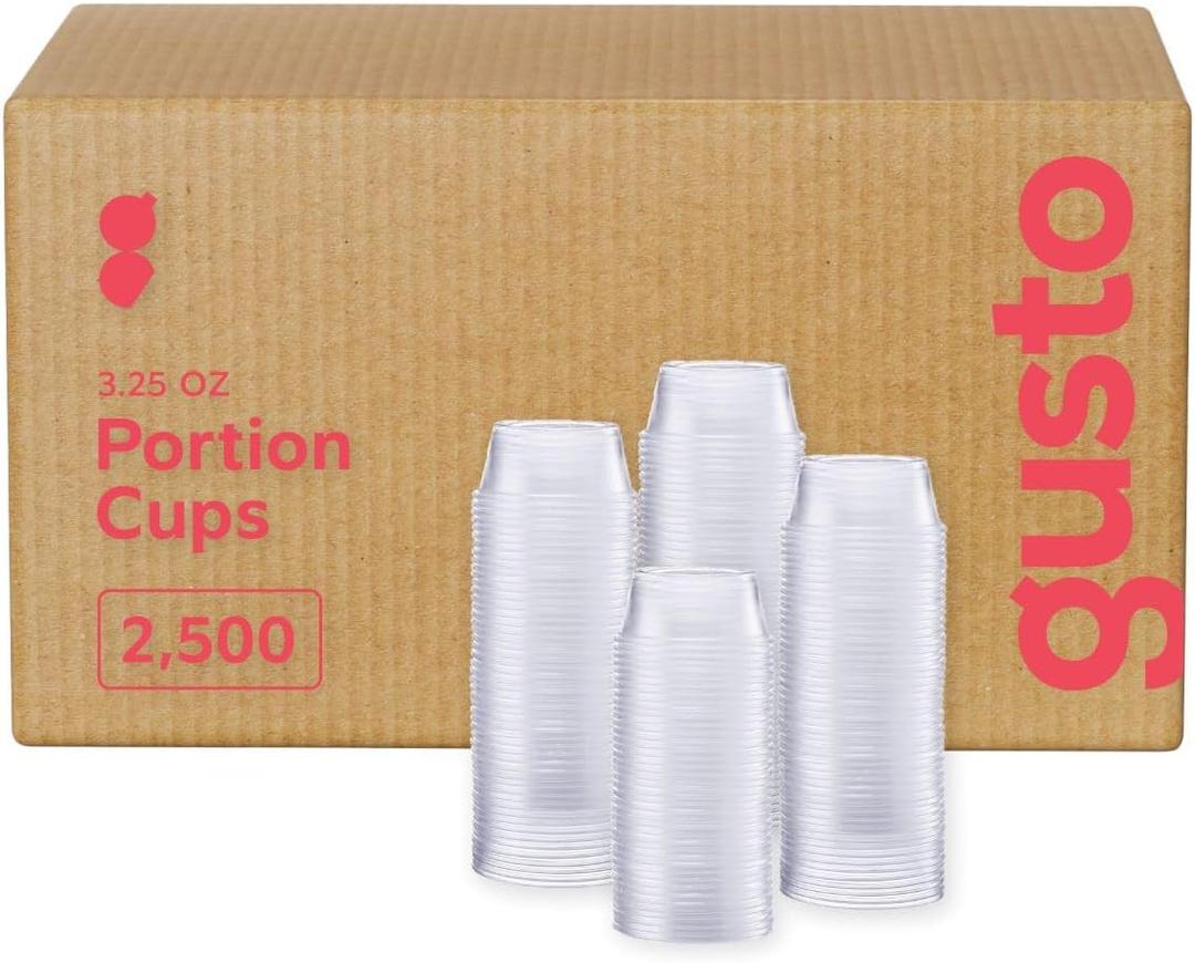 Comfy Package [Case of 2,500 3.25 oz. Clear Disposable Plastic Portion Cups (No Lids), Souffle Cups, Jello Shot Cups, and Sauce Cups For Portion Control