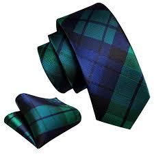 Barry.Wang Stripe Men Ties Set Silk Woven Plaid Necktie Pocket Square Cufflinks Business Wedding
