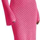 Saodimallsu Womens Crochet Maxi Cover Up Dress Beach Swim Vacation Coverups Long Sleeve Sexy Bodycon Summer Knit Dresses (Pink, M)