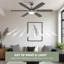 Fanbliss 60 Inch Grey Large Ceiling Fans with Lights and Remote Control for Living Room, Modern Ceiling Fan with Quiet Reversible DC Motor, Ceiling Fan Lights for Garage, Patio, Indoor and Outdoor