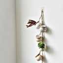 SOUJOY 6 Pack Hanging Succulent Planters, 4'' Mini Ceramic Wall or Ceiling Mount Dangling Plant Pot, Hanging Flower Pot with Jute Rope for Indoor Outdoor Decor, Light Beige