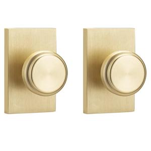 parro Gold Interior Door Knobs Interior for Closet Dummy, Pismo Knob Door Handles with Non Locking, Satin Brass for Elegant Style