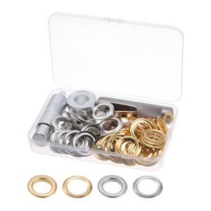 uxcell 50 Sets Grommet Tool Kit Copper 2 Colors 3/4 Inch Metal Grommet Eyelets with 3pcs Installation Tools & Storage Box for Fabric Leather Curtains Clothes DIY 20mm Inside Dia