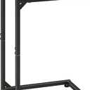 Simple Trending C Shaped End Table, TV Tray for Couch, Small Side Table with Metal Frame, for Living Room Bedroom, Rustic Brown