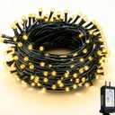 RPGT Christmas Light 100 LEDs 41ft Green Cable Wire Fairy String Twinkle Lights Plug in 12 Modes for Xmas Tree, Party, Indoor,Outdoor, Garden, Wedding, Home Decoration (Warm White)