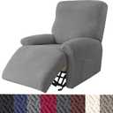 HFCNMY Recliner Chair Covers,4 Pieces Stretch Jacquard Recliner Chair Cover Washable Recliner Slipcovers Chair Covers for Recliners with Elastic Bottom Gray (1 Seat, Grey)