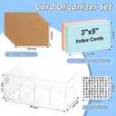 3 x 5 Inch Acrylic Index Card Holder Clear Index Card Box Note Card Organizer with 150 Ruled Lined Index Cards 30 Kraft Dividers A-Z Stickers 4 Dividers for Holds 600 Cards Tabs Note Recipe Cards