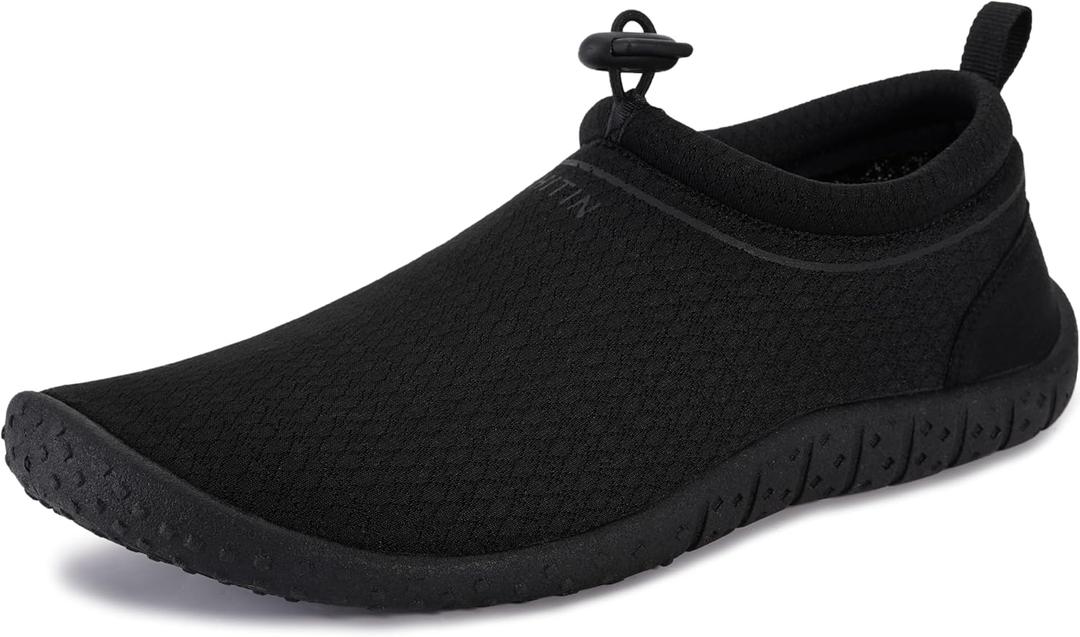 WHITIN Water Shoes for Women Aqua Barefoot Swim Sneakers Beach Minimalist Size 8 Zero Drop Outdoor Surf Boating Kayak Sand Walking Socks All Black 39