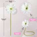 White Faux Flowers for Vase - Gerbera Daisies 7 Stems, Fake Flowers Stems, Realistic Artificial Flowers, Pom Pom Wildflowers for Aesthetic Room Decor, Table Floral Arrangements Centerpiece