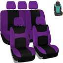 FH Group Universal Car Seat Covers Full Set for SUV Truck Sedan Vans | Waterproof All-Purpose Cloth Seat Cover Set Airbag Compatible Washable Split Bench Protector Interior Upgrade - Purple
