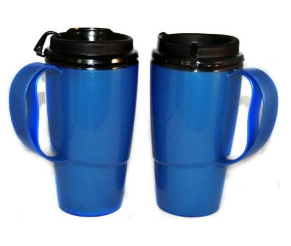 2 Insulated ThermoServ Coffee Mugs 16 oz. Blue