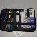 RJ45 Crimp Tool Kit for Cat5 Cat5e Cat6, Ethernet Crimper Toolkit with a RJ45 Crimping Tool, RJ45 Cat5 Connectors, RJ45 Connector Covers, Network Cable Tester, Pack of 10