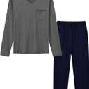 MoFiz Men's Pajama Sets Sleep Lounge Pjs Set Pijamas Para Hombres Sleepwear Loungewear 2 Pieces S