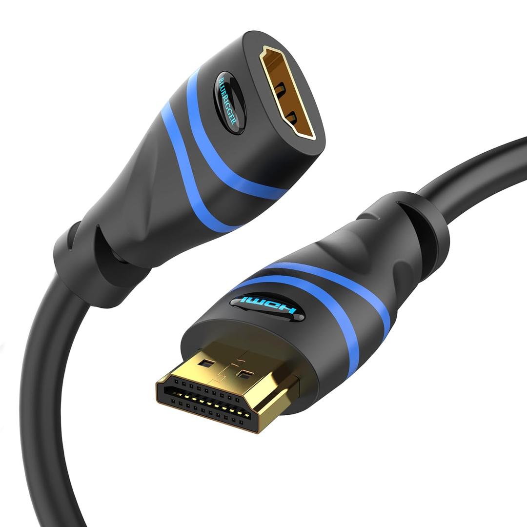 BlueRigger 4K HDMI Extension Cable - 10FT (4K 60Hz, 18Gbps HDMI Extender Cord, High Speed EXT Male to Female Adapter) Compatible with HDTV, Laptop, Xbox Series X, Roku, PS5, Nintendo Switch, TV Stick