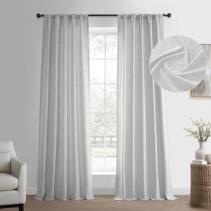HPD Half Price Drapes Basic Faux Linen Curtains - 96 Inch Long Pair - 2 Panels - 50W x 96L - Natural Linen Curtain for Living Room, Bedroom, Dinning Room, Modern Farmhouse Drapes, Off White