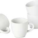 Hasense Ceramic 3 OZ Espresso Cups, Porcelain Espresso Demitasse Cups Set of 4 for Double shot, Lungo and Ristretto, Tiny Italian Expresso Shot Coffee Mugs for Home and Office, White